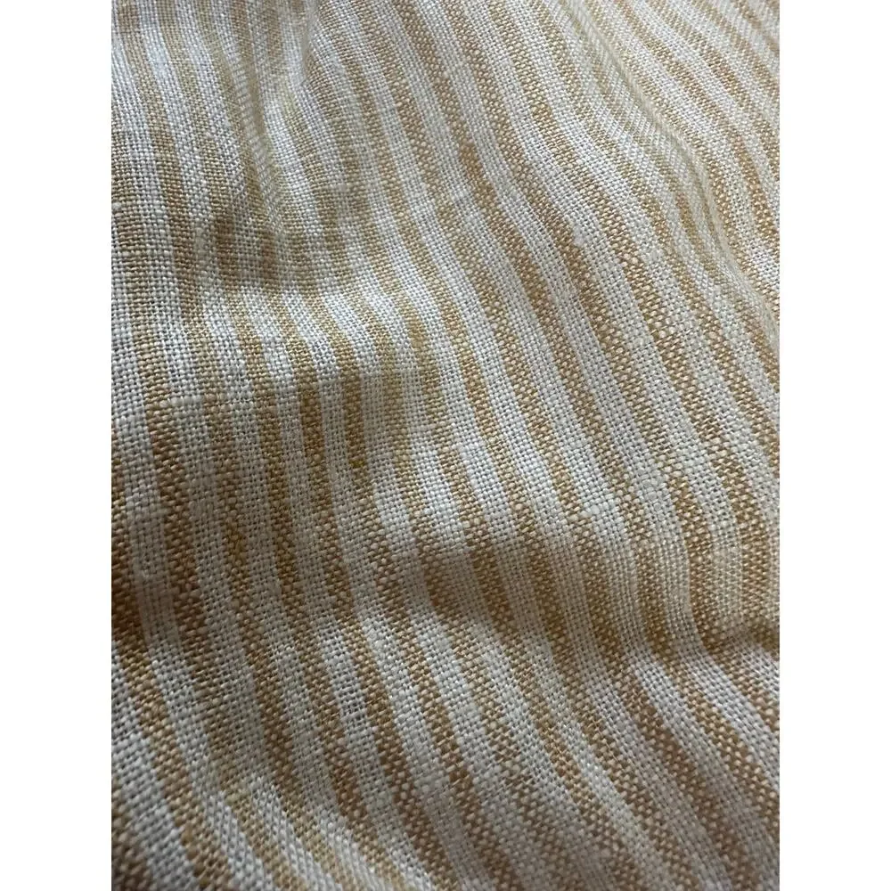 2 POTTERY BARN WHEATON STRIPE SUNFLOWER YELLOW LINEN CURTAINS SET READ